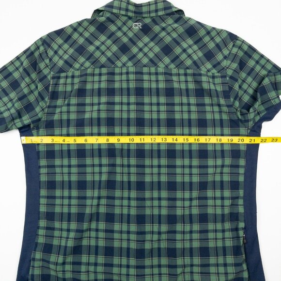 Club Ride Pearl Snap Shirt Men's Medium Green Plaid Outdoor Cycling Stretch - Picture 13 of 16